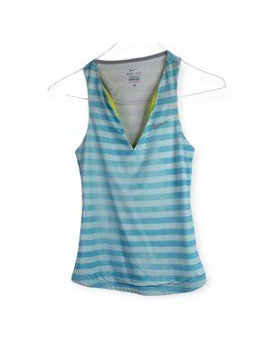 Nike Tank XS Womens Striped Dri Fit Athletic V Neck Pullover Activewear Gym